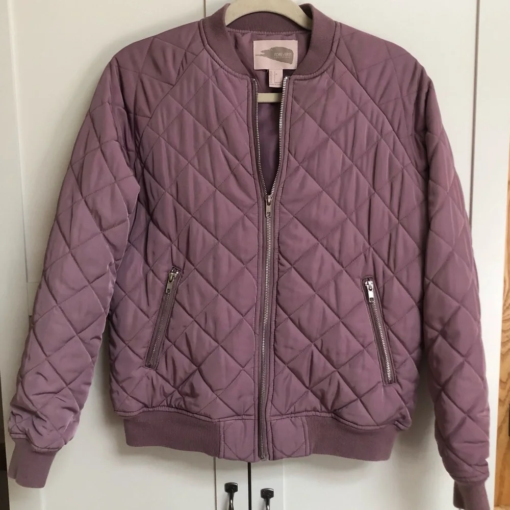 Forever 21 Quilted Jacket, Dusty Rose EUC - Picture 1 of 13